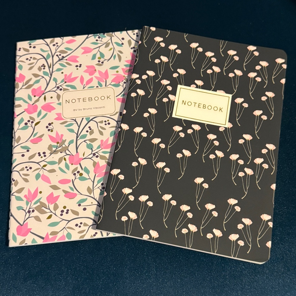 Soft Touch Journal 2 Pack Poppies + Spring Flowers Notebook Set - Unique Gift